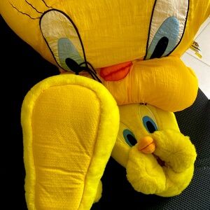 VINTAGE 1996 WARNER BROS TWEETY BIRD LOONEY TUNES kids  SLIPPERS only  SZ m new